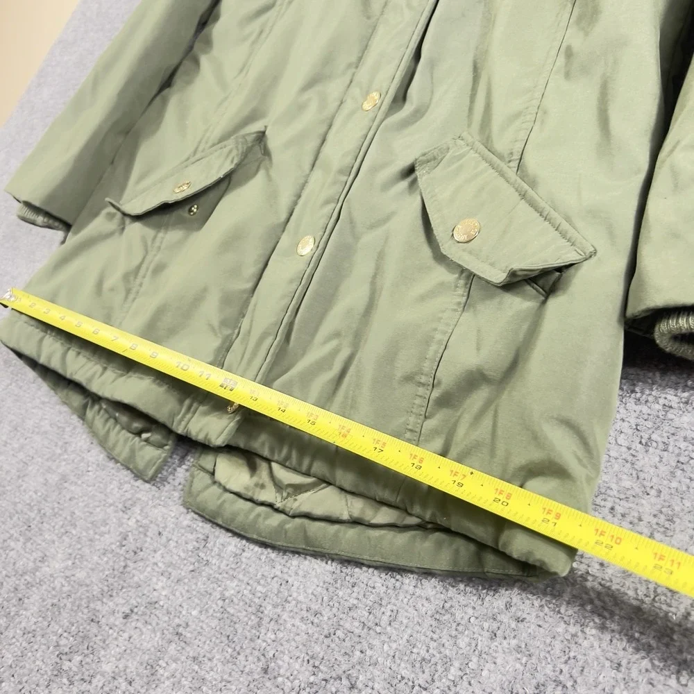 Justice Girls Parka Jacket Size 18 20 Olive Green Faux Fur Hood Winter Coat